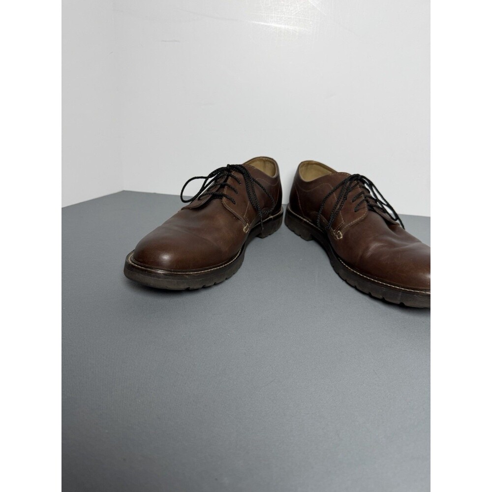 L.L.Bean Brown Leather Plain Toe Derby Shoes Mens 10 D Lug Sole Blucher Comfort